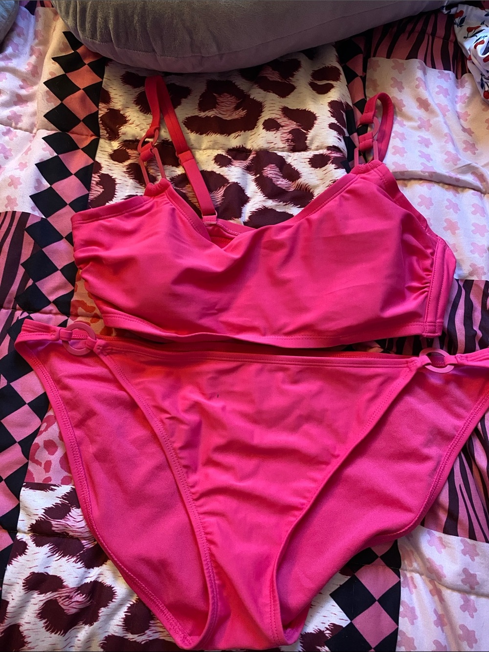 Hot Pink Bikini Set - Two-Piece Swimwear